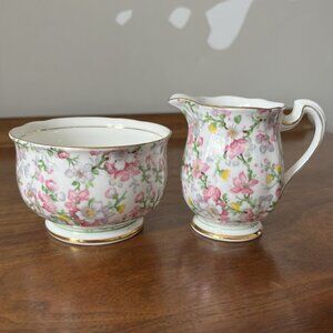 Royal Standard "May Medley" Creamer and Sugar Bowl Set England Bone China Chintz
